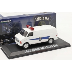 POLICJA DODGE RAM B250 Van Indiana State Police white 1980 1/43 GreenLight 86599